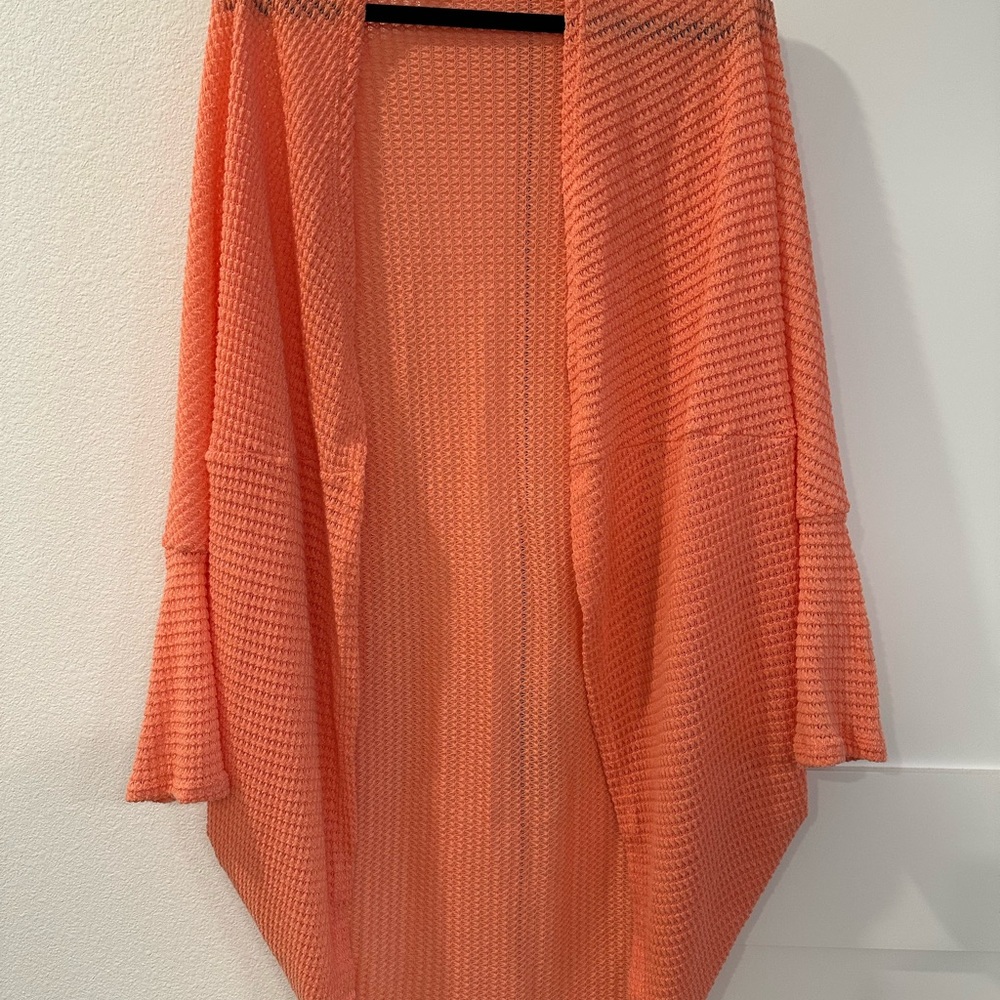 Coral Waffle Knit Cardigan